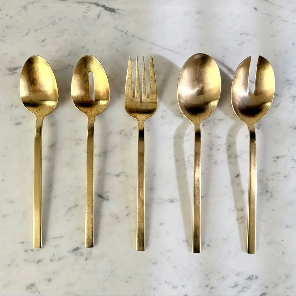 ‼️LAST CHANCE‼️ West Elm Gold Flatware Serving Set, TWO Sets, 5 PIECES